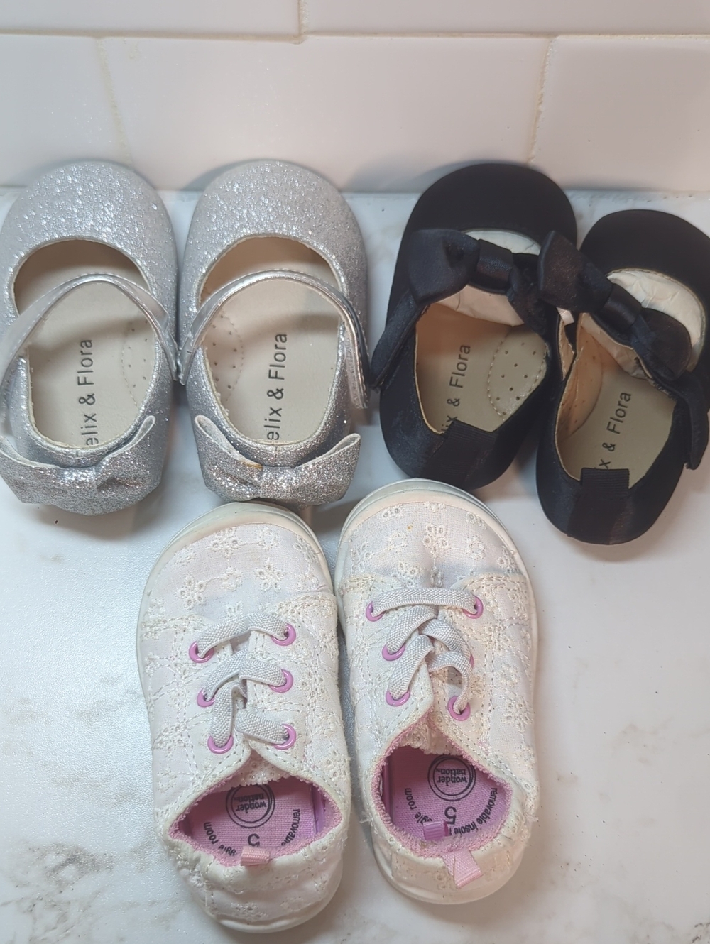 3 PAIRS BABY GIRL SHOES